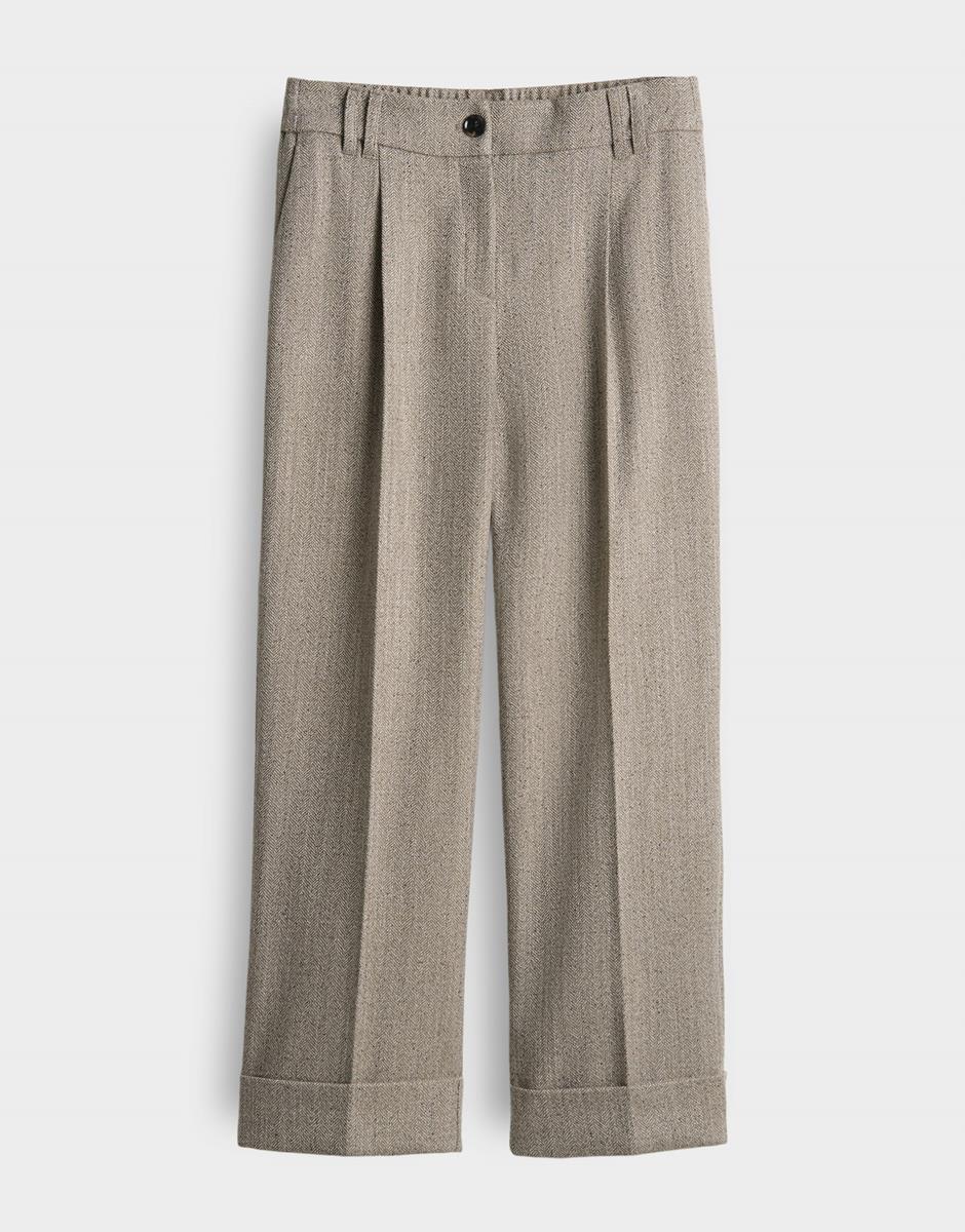 OPUS Pantalon Meeri Herringbone Beige 3