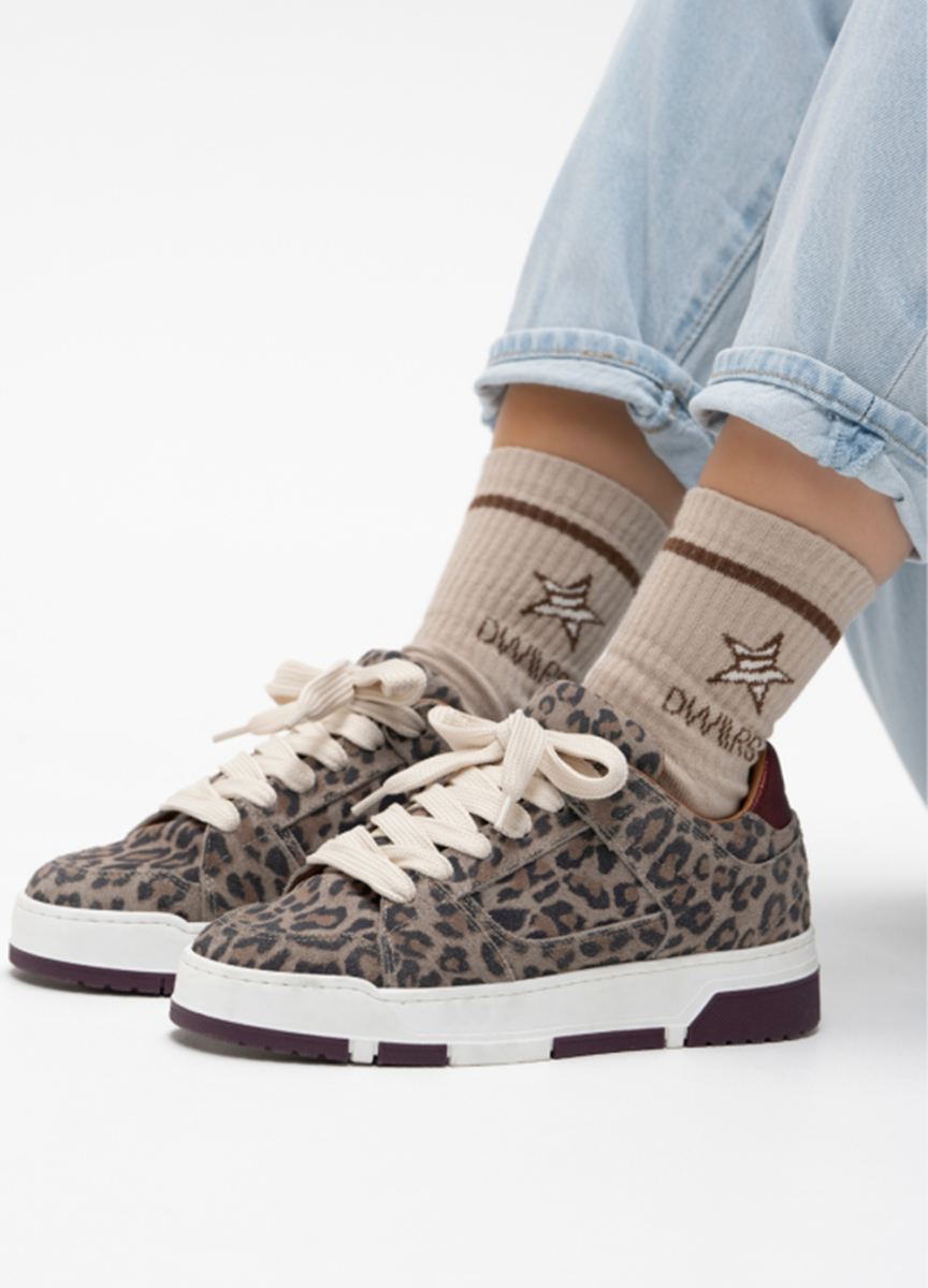 DWRS Sneakers Whitby Leopard Rood 1