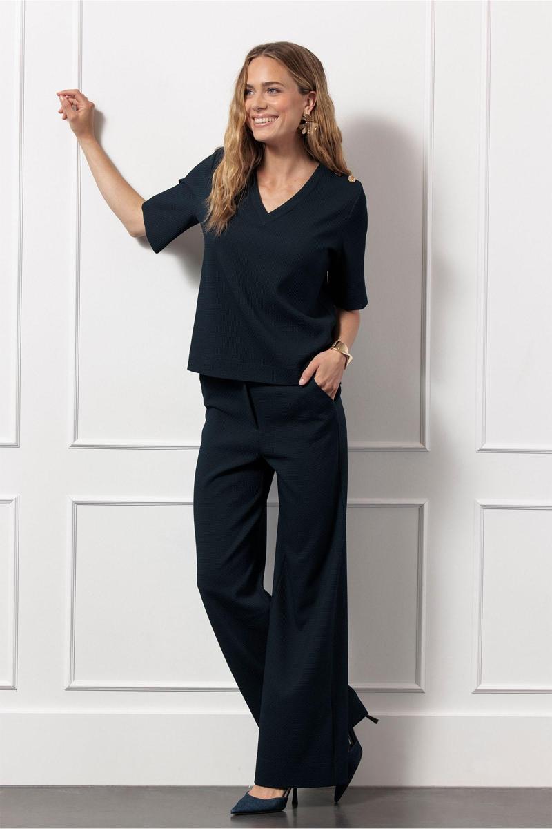 Studio Anneloes Pantalon Lexie waffle trou Blauw 4
