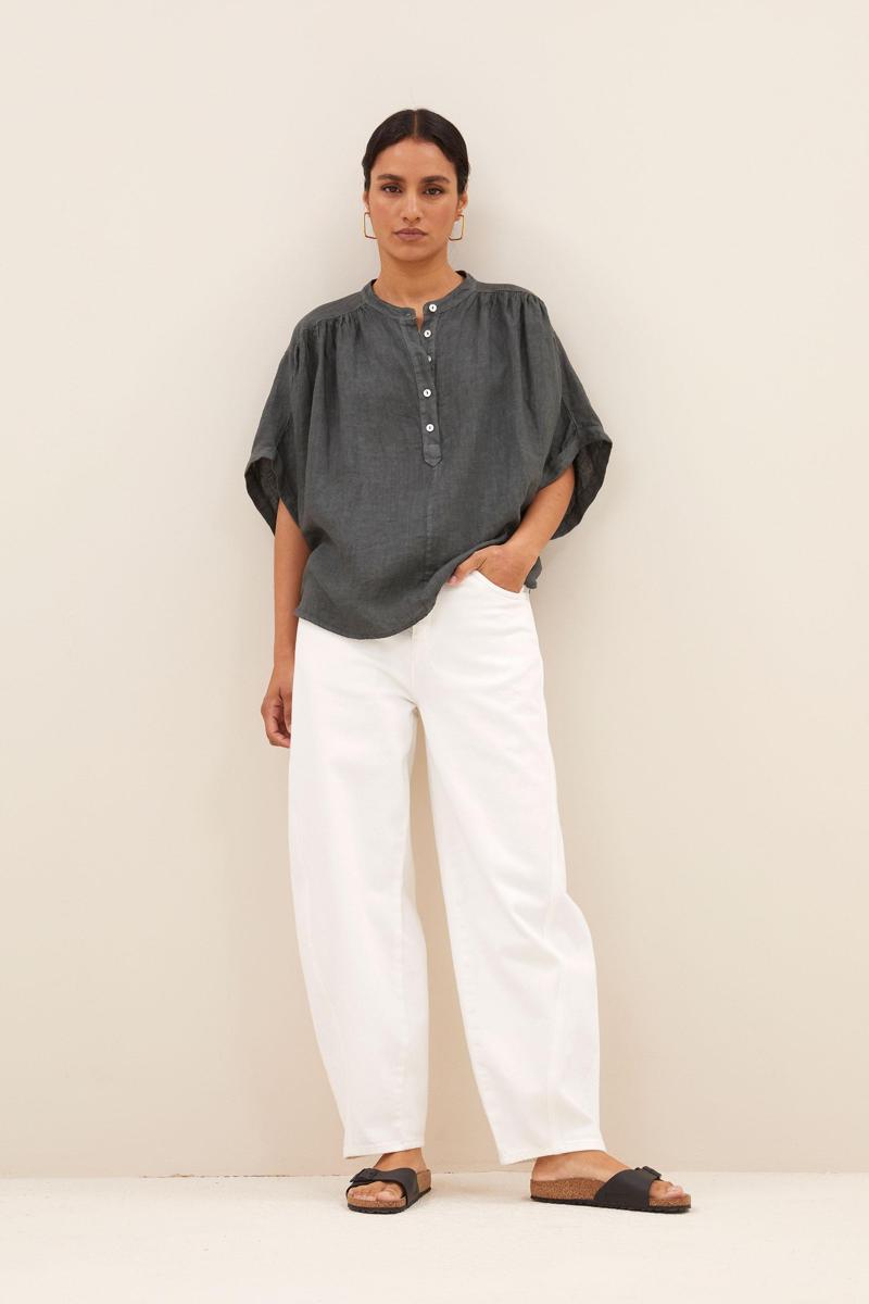 By-Bar By-Bar Blouse Axel Linen Blouse Grijs 1