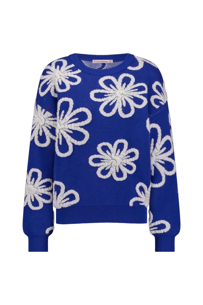 Studio Anneloes Studio Anneloes Trui Cassidey flower p Blauw 2