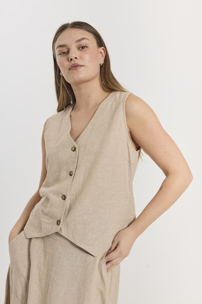 Freequent Freequent Gilet Lava Zand 1
