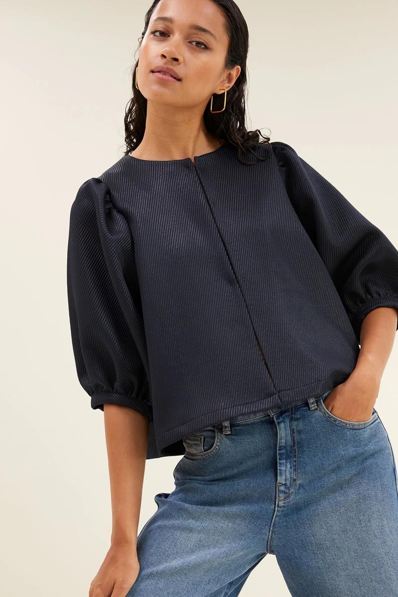 By-Bar Blouse Mauri Gloss Stripe Blauw 1
