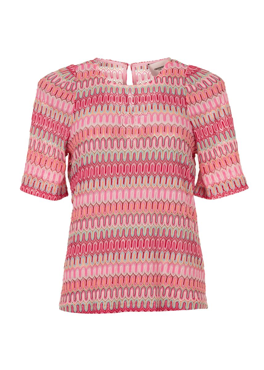 Freebird Freebird Blouse Bjork Ss Jer-Croc Roze 1