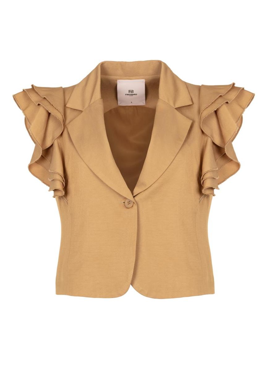 Freebird Freebird Gilet Gabriela F-Wv-Lin Beige 1