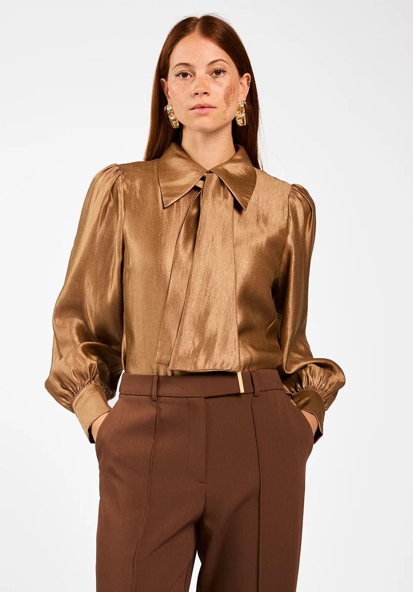 Aaiko Blouse VERONNE TIE SHIMM Bruin 1