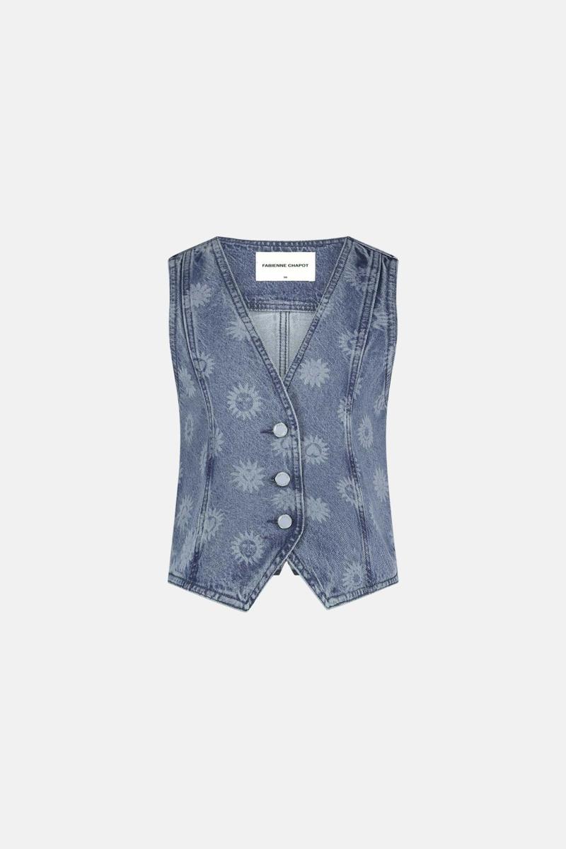 Fabienne Chapot Fabienne Chapot Gilet Gigi Denim Gilet Blauw 2