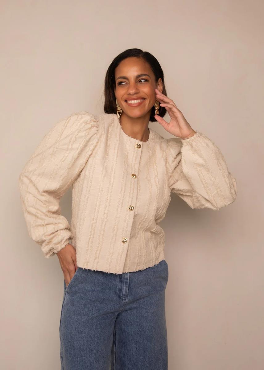 Freebird Blazer Lida Ls Wv-Hairy- Beige 1