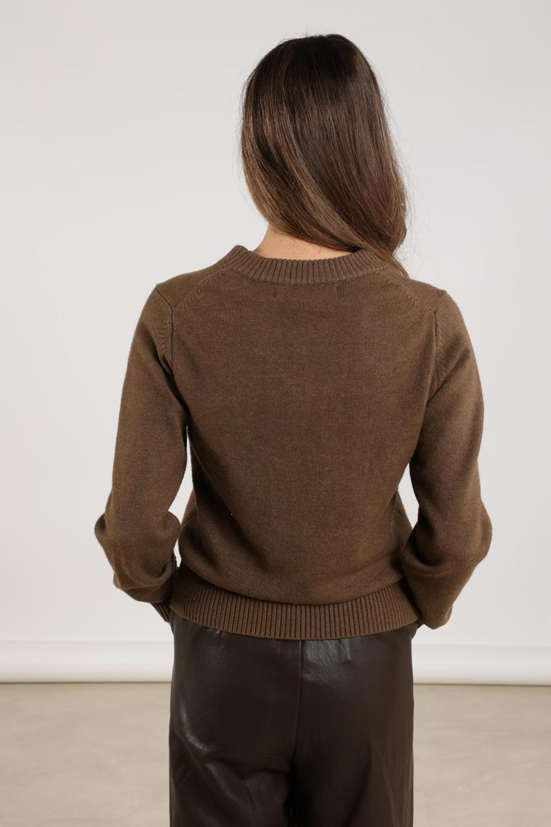 NUKUS Trui Intarsia Taupe 3