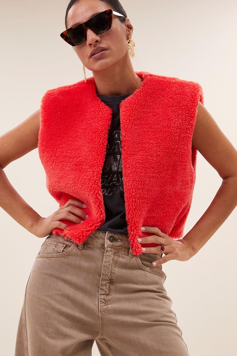 By-Bar Gilet Wolly Red Rood 1