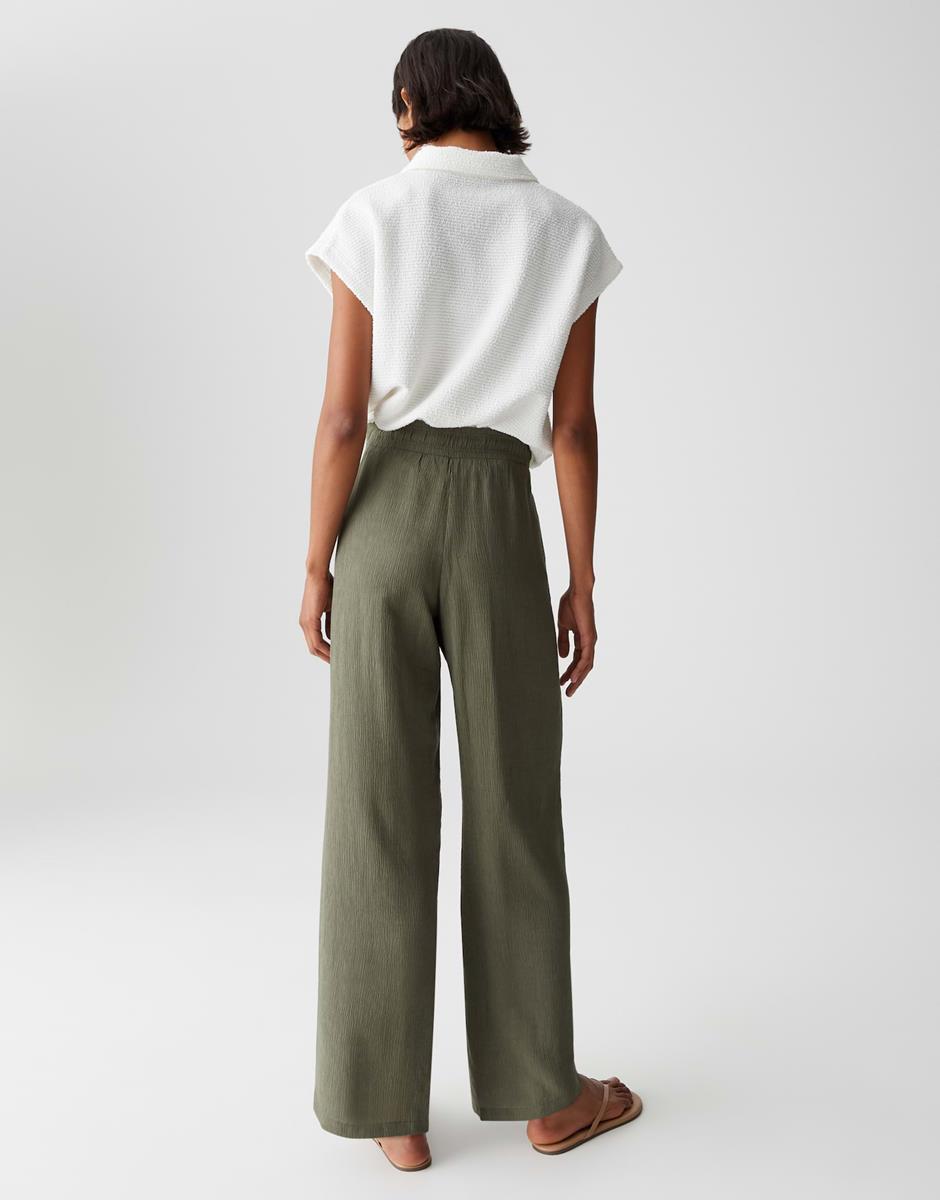 OPUS Pantalon Marou Crinkle Groen 3