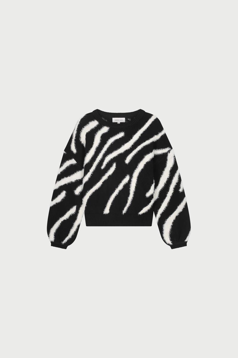 Fabienne Chapot Trui Zebra Pullover Zwart 1