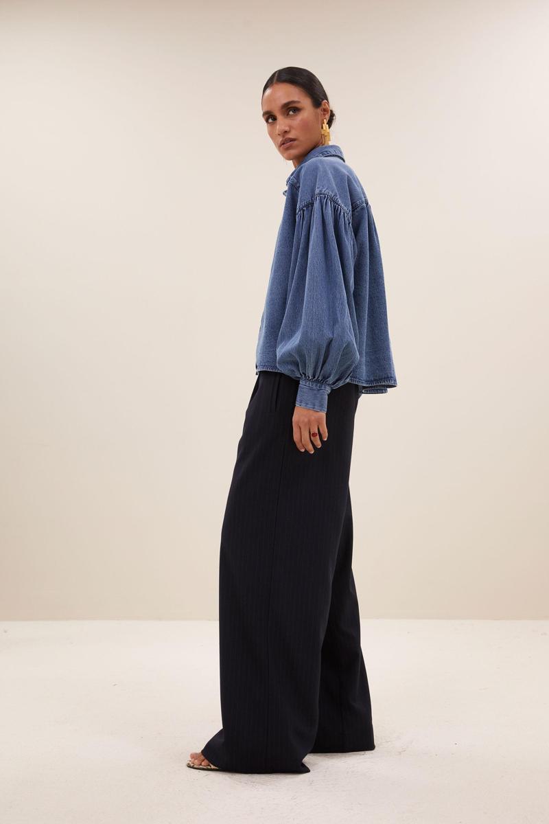 By-Bar Blouse Sarah Short Denim Blauw 4