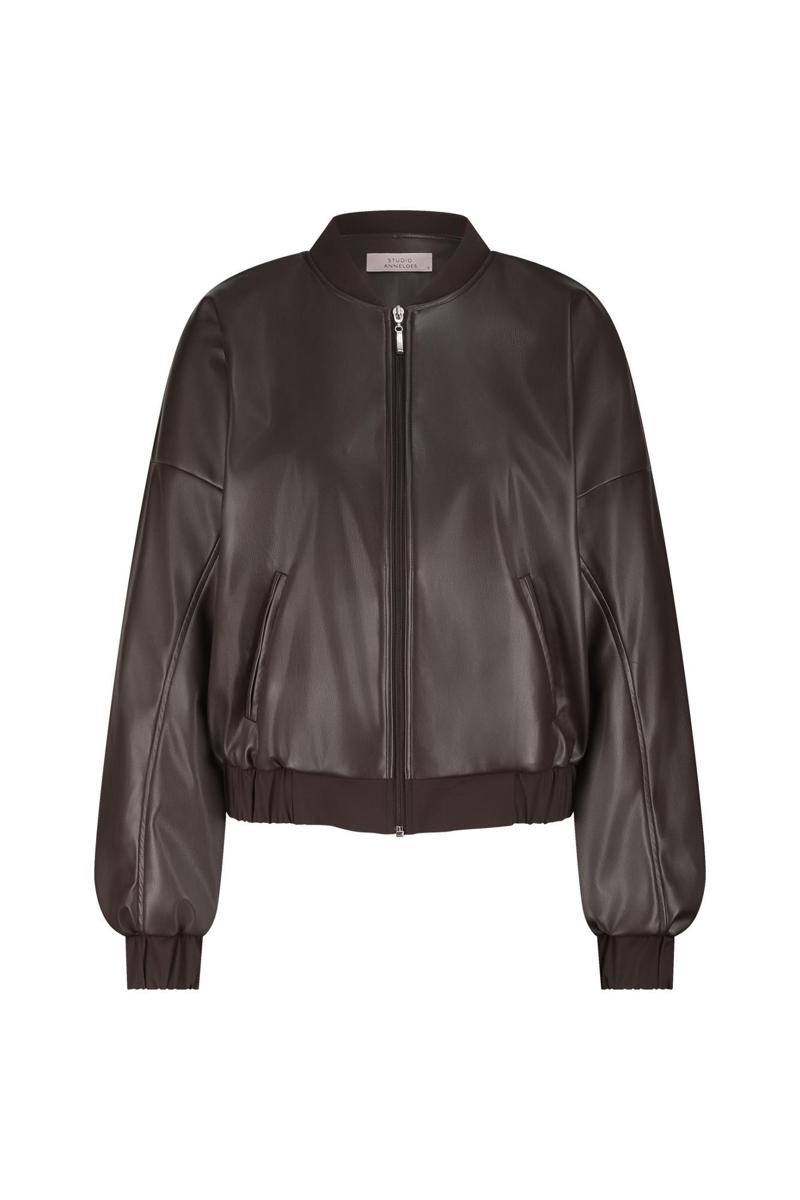 Studio Anneloes Blazer Mayte faux leathe Bruin 2