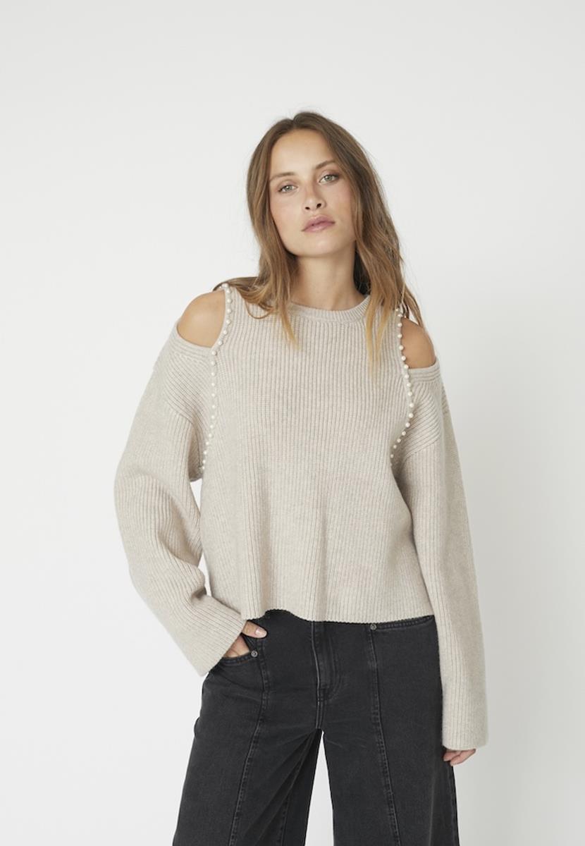 Co'Couture Trui Row Pearl Beige 1