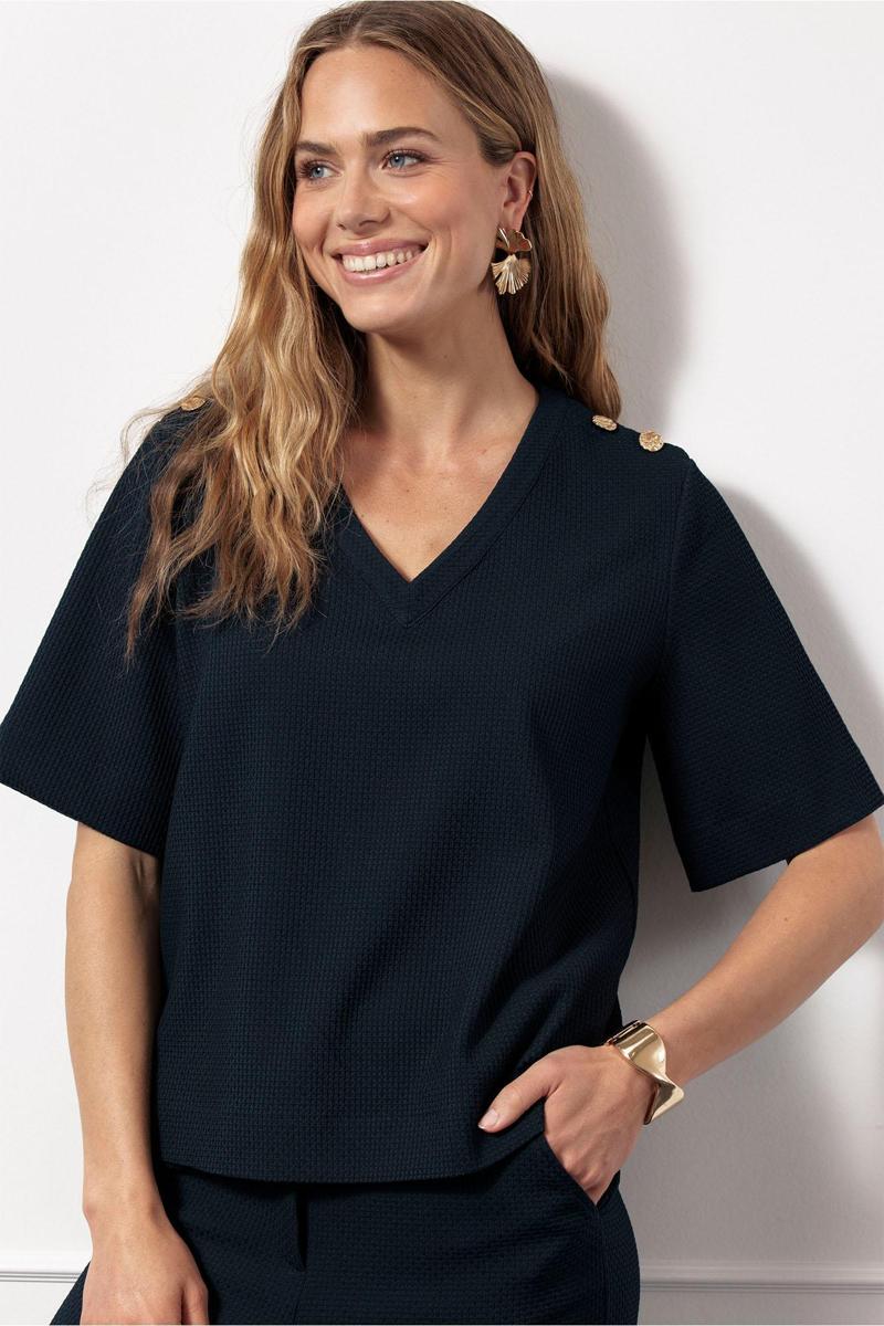 Studio Anneloes Blouse Sierra waffle top Blauw 4