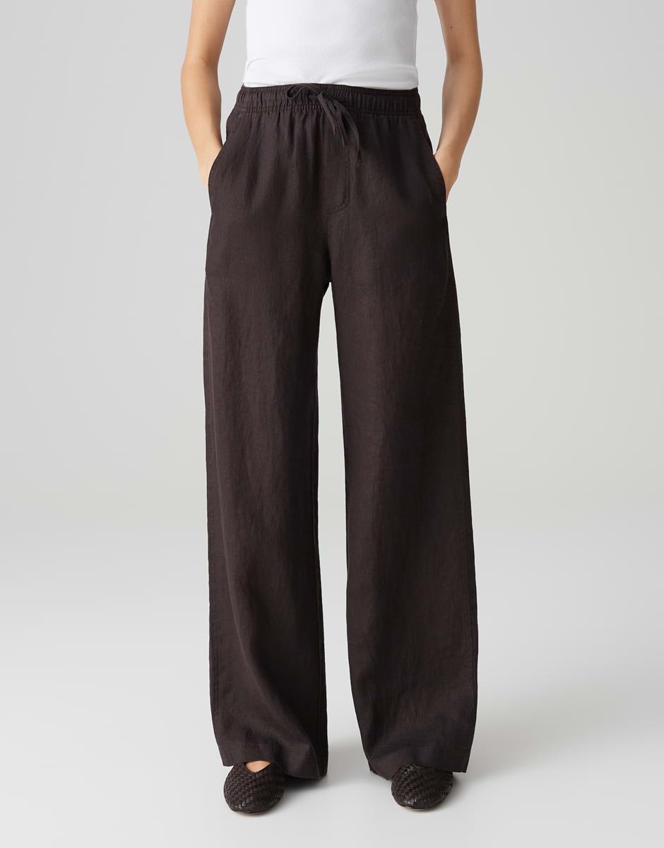 OPUS Pantalon Mileni Linen Bruin 1