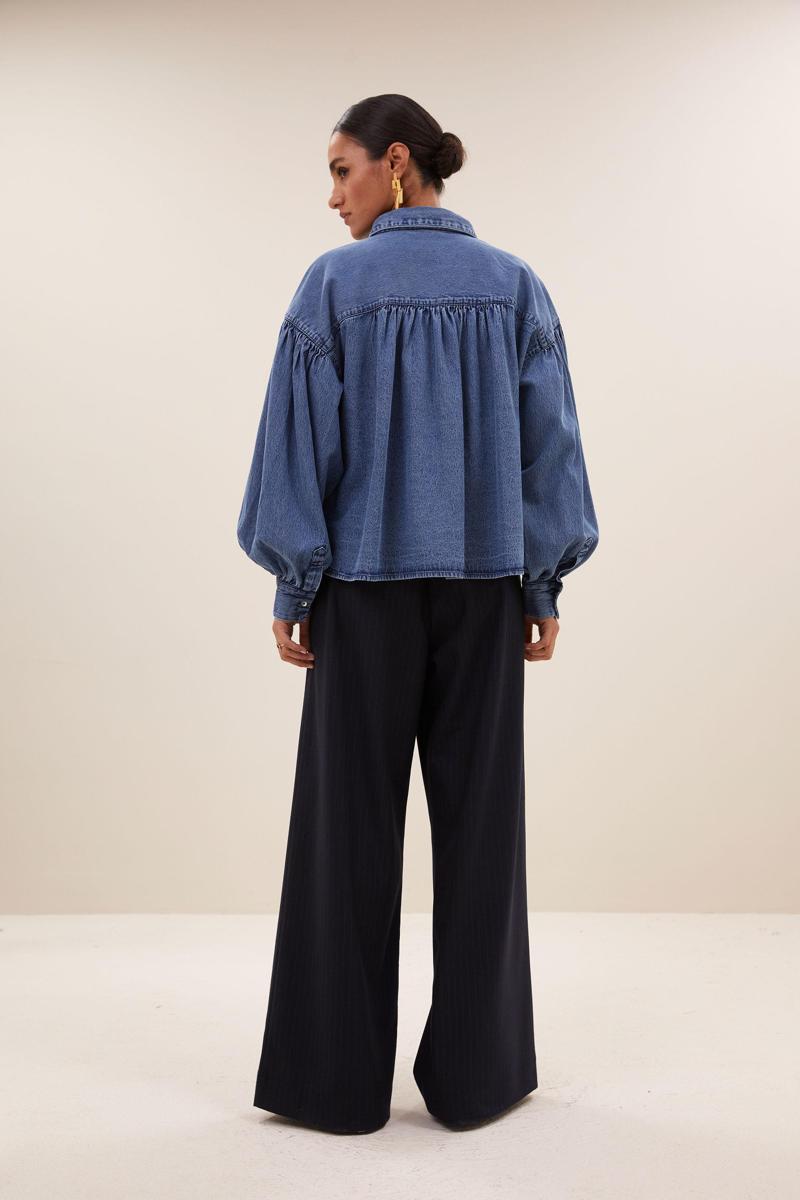 By-Bar Blouse Sarah Short Denim Blauw 3