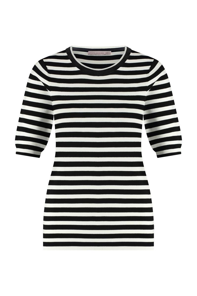 Studio Anneloes Studio Anneloes Trui Luna stripe short Zwart 2