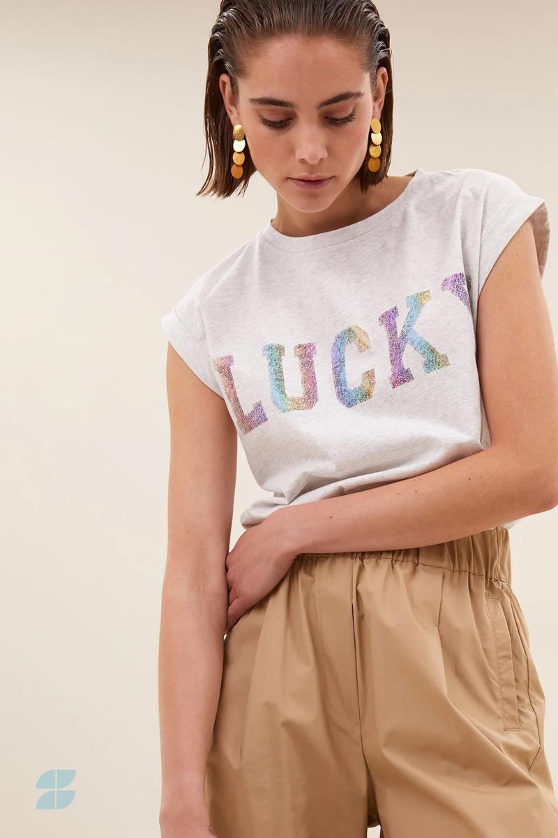 By-Bar T-Shirt Thelma Lucky Rainbow Grijs 1
