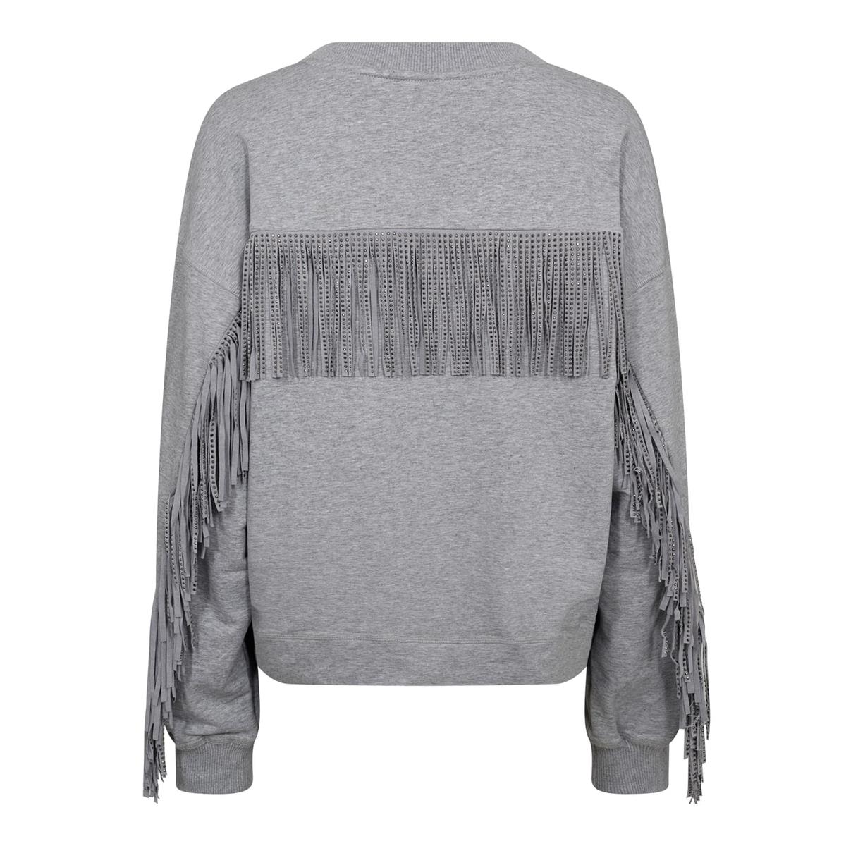Co'Couture Co'Couture Sweater Stud Fringe Lichtgrijs 2
