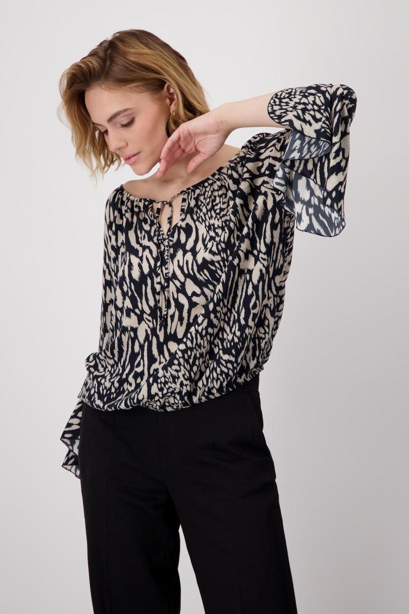 Monari Monari Blouse 409718 Zwart-Wit 4