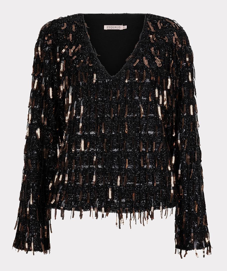 EsQualo Blouse W25.08719 Zwart 1