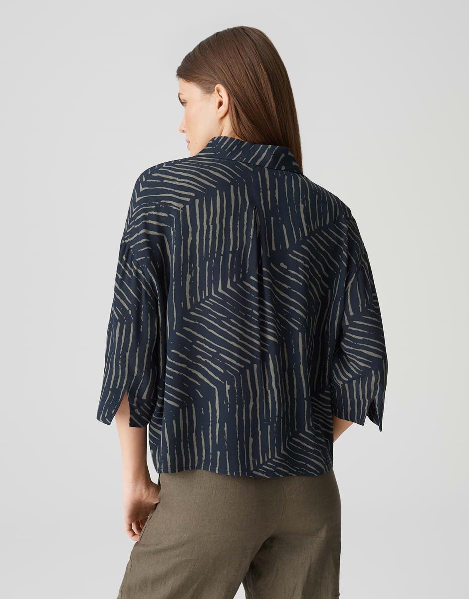 OPUS Blouse Fiana Palm Leaves Blauw 3
