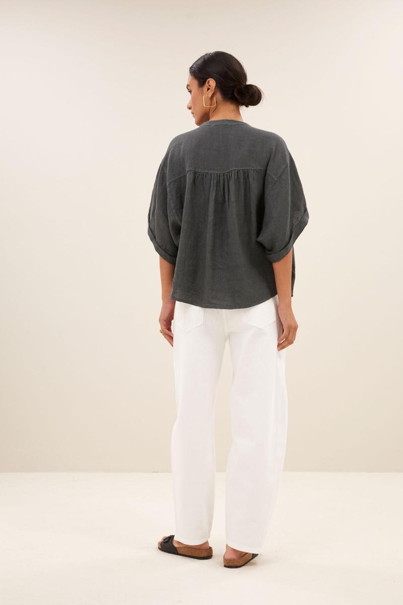 By-Bar By-Bar Blouse Axel Linen Blouse Grijs 3