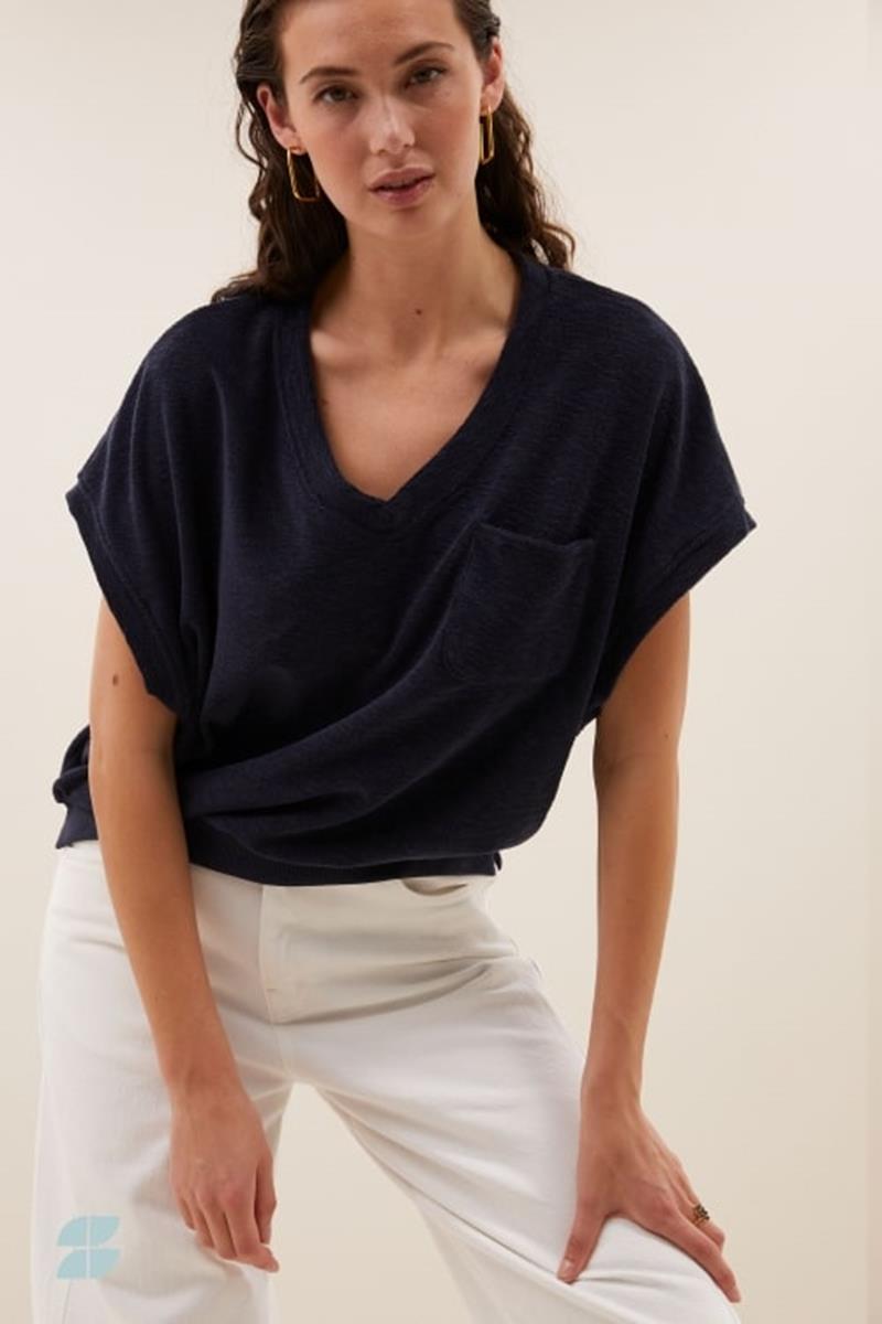 By-Bar By-Bar T-Shirt Tyler Slub Blauw 1