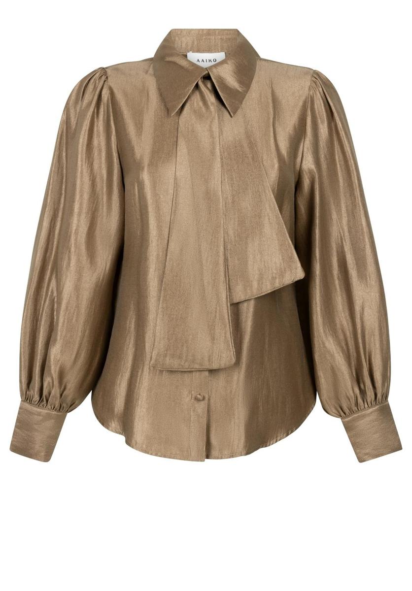 Aaiko Blouse VERONNE TIE SHIMM Bruin 2