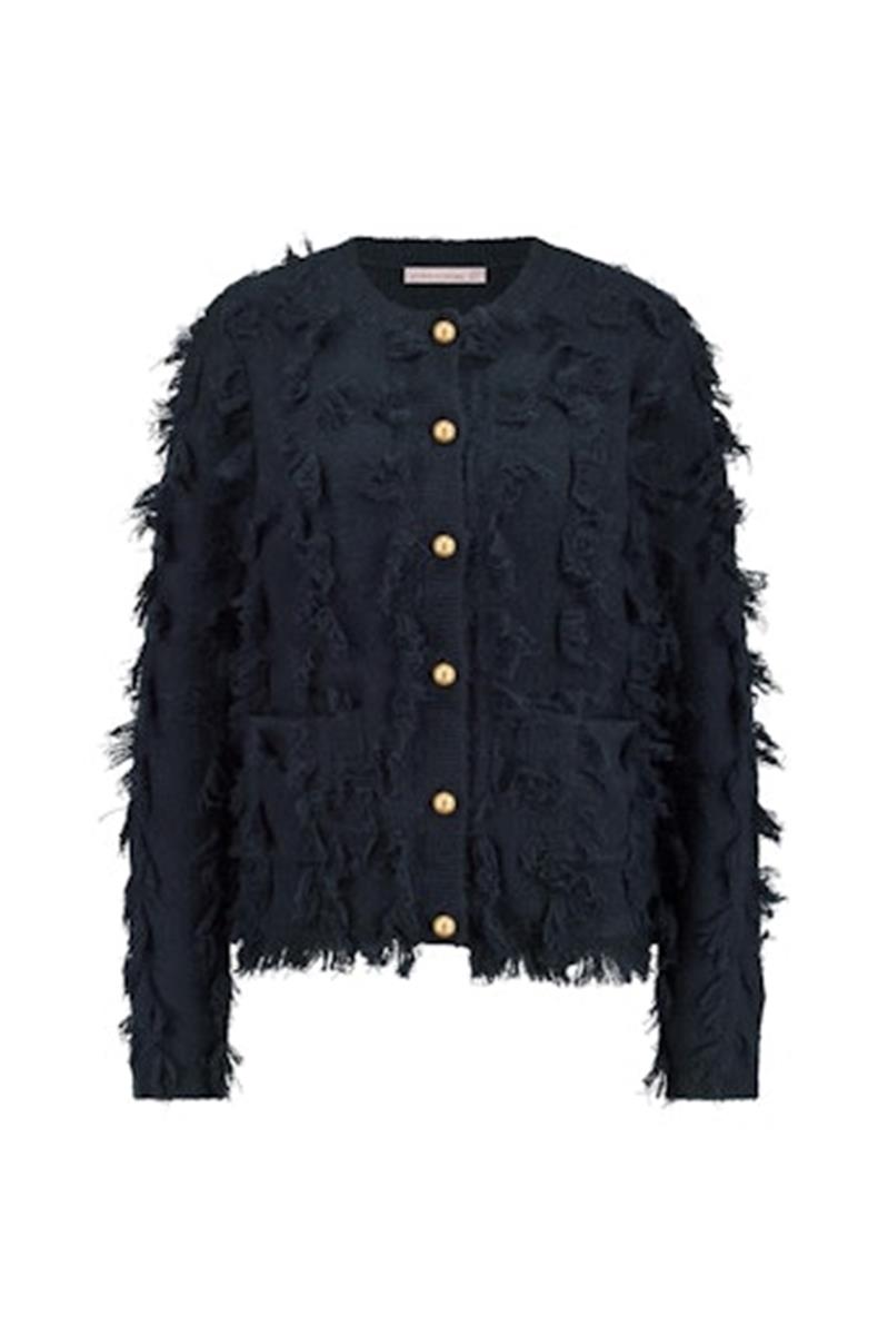 Studio Anneloes Studio Anneloes Vest Anka fringe cardi Blauw 3