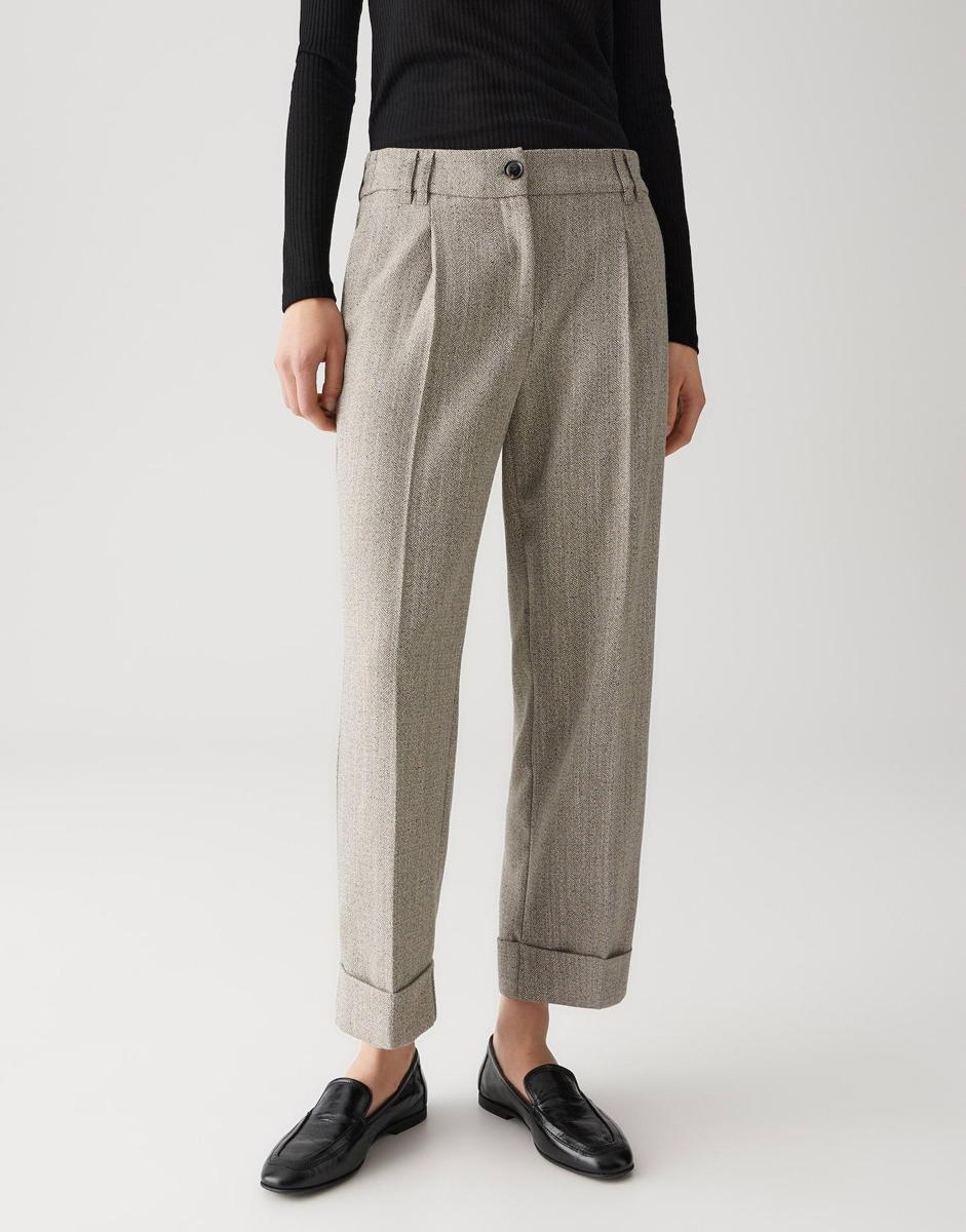 OPUS Pantalon Meeri Herringbone Beige 4
