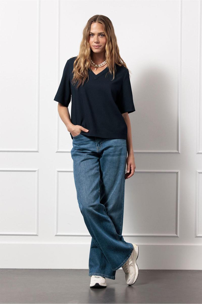Studio Anneloes Blouse Sierra waffle top Blauw 3
