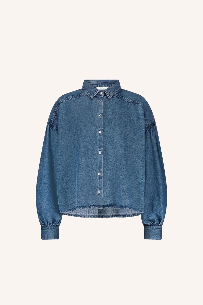 By-Bar Blouse Sarah Short Denim Blauw 2