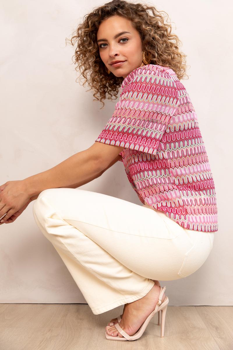 Freebird Freebird Blouse Bjork Ss Jer-Croc Roze 3