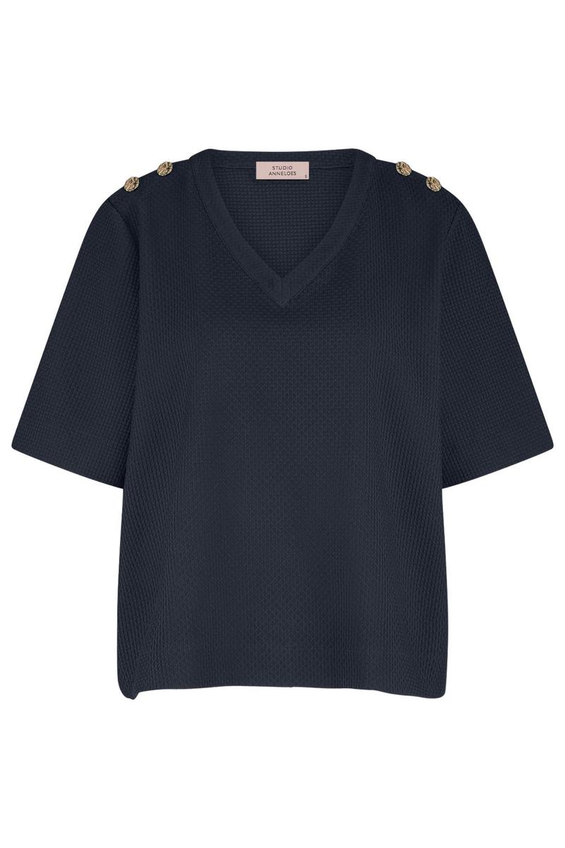 Studio Anneloes Blouse Sierra waffle top Blauw 1