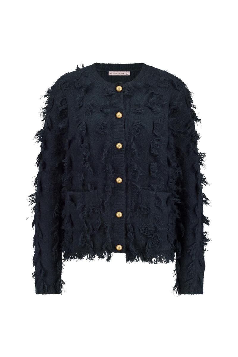 Studio Anneloes Studio Anneloes Vest Anka fringe cardi Blauw 2
