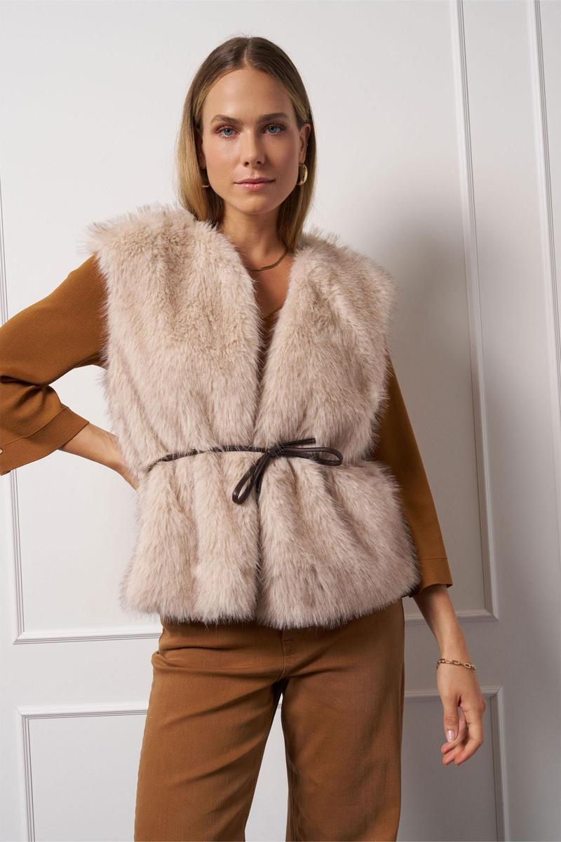 Studio Anneloes Bodywarmer Ivana fur waistco Beige 1