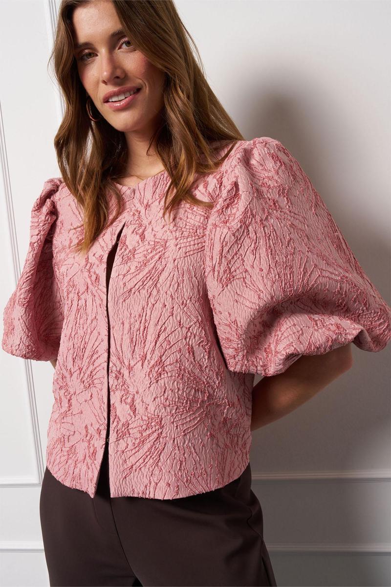 Studio Anneloes Blouse Hanne jacquard ja Roze 1