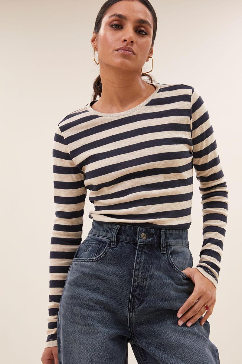 By-Bar T-Shirt Basic Big Stripe Blauw 2