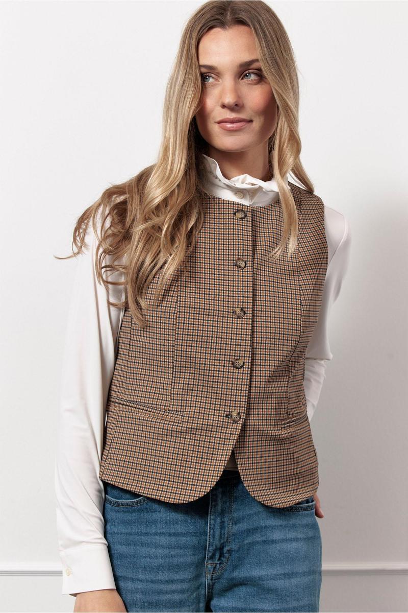 Studio Anneloes Gilet Fie check gilet Bruin 1